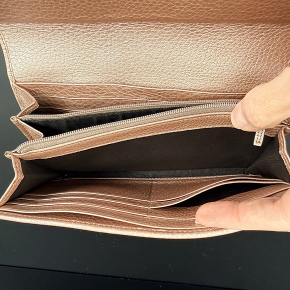 Gucci Ladies Bar Continental Wallet GG Supreme Rose Gold Leather WOC Chain Box - Picture 12 of 16